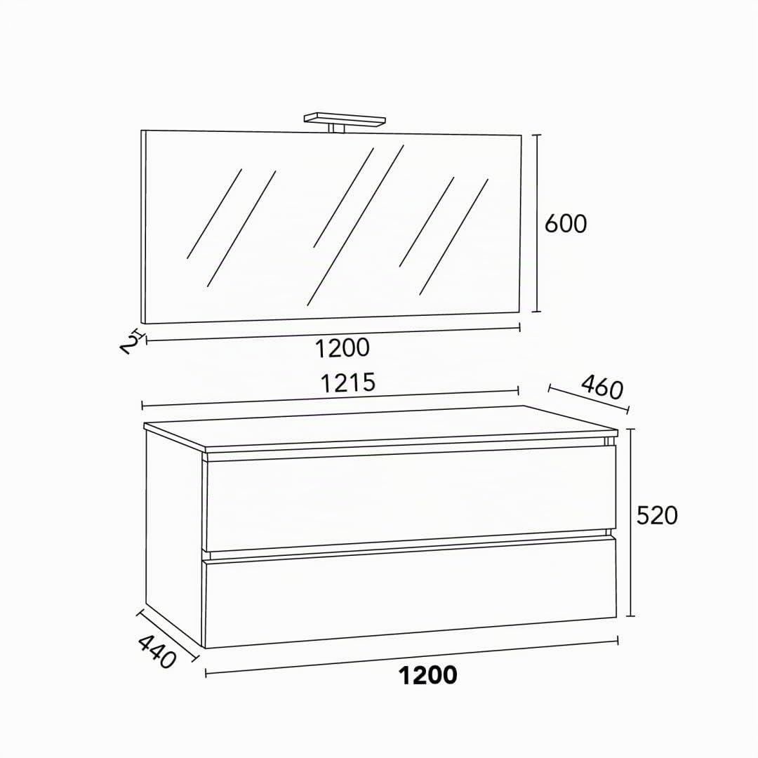 Kiamami Valentina Mobile Bagno Sospeso 120 Cm Rovere Well Top Beton