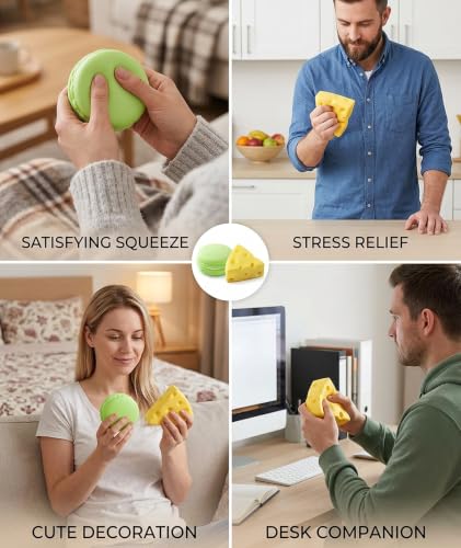 Image of 2Pcs Cheese Squishy, Taba Squishy, Dumpling Squishy-Stretchy Food-Shaped Sensory (Green and Yellow)
