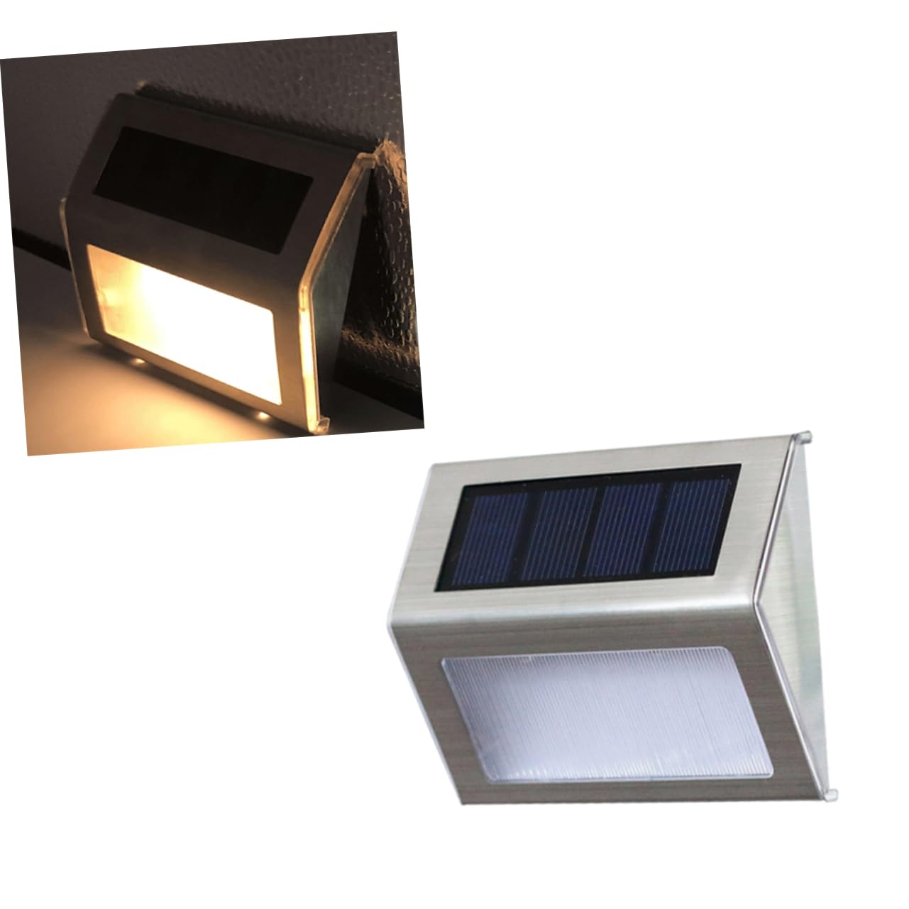 Mikikit Solar Stufenleuchte aus Edelstahl 4 Stück für Außenbereich