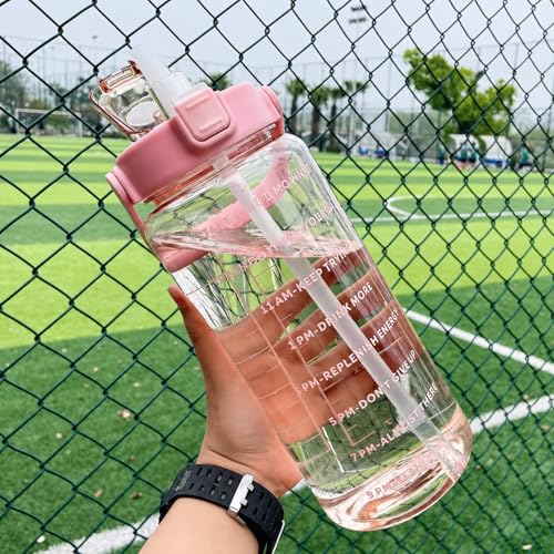 Image of Transparent Water Bottle 2000ML with Motivational Time Marker | Leak Proof&Break-Proof 2 litre water bottle | Best Usage For Office /School /Gym /Travel Water Bottle