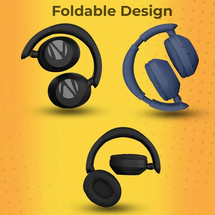 Three views of the headphones demonstrating their foldable design.