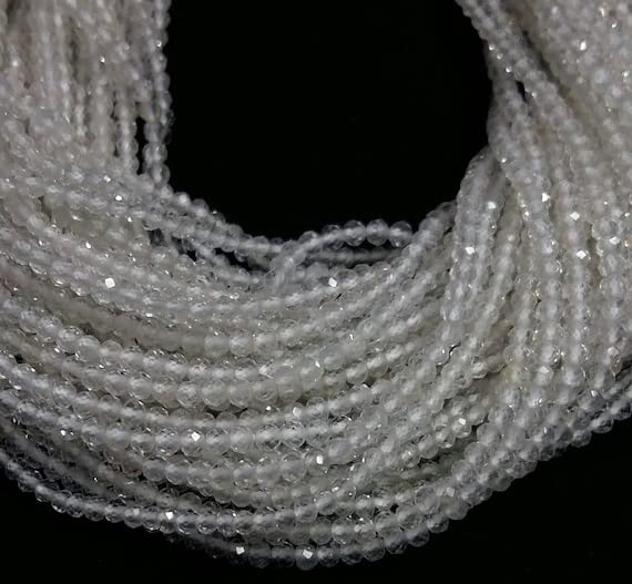 Quartz cristal perles facettées 2mm anti-ternissement pour enfilage de bijoux précis