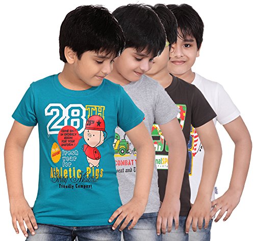 Image of dongli Printed Half Sleeve Boys Tshirt (Pack of 4)