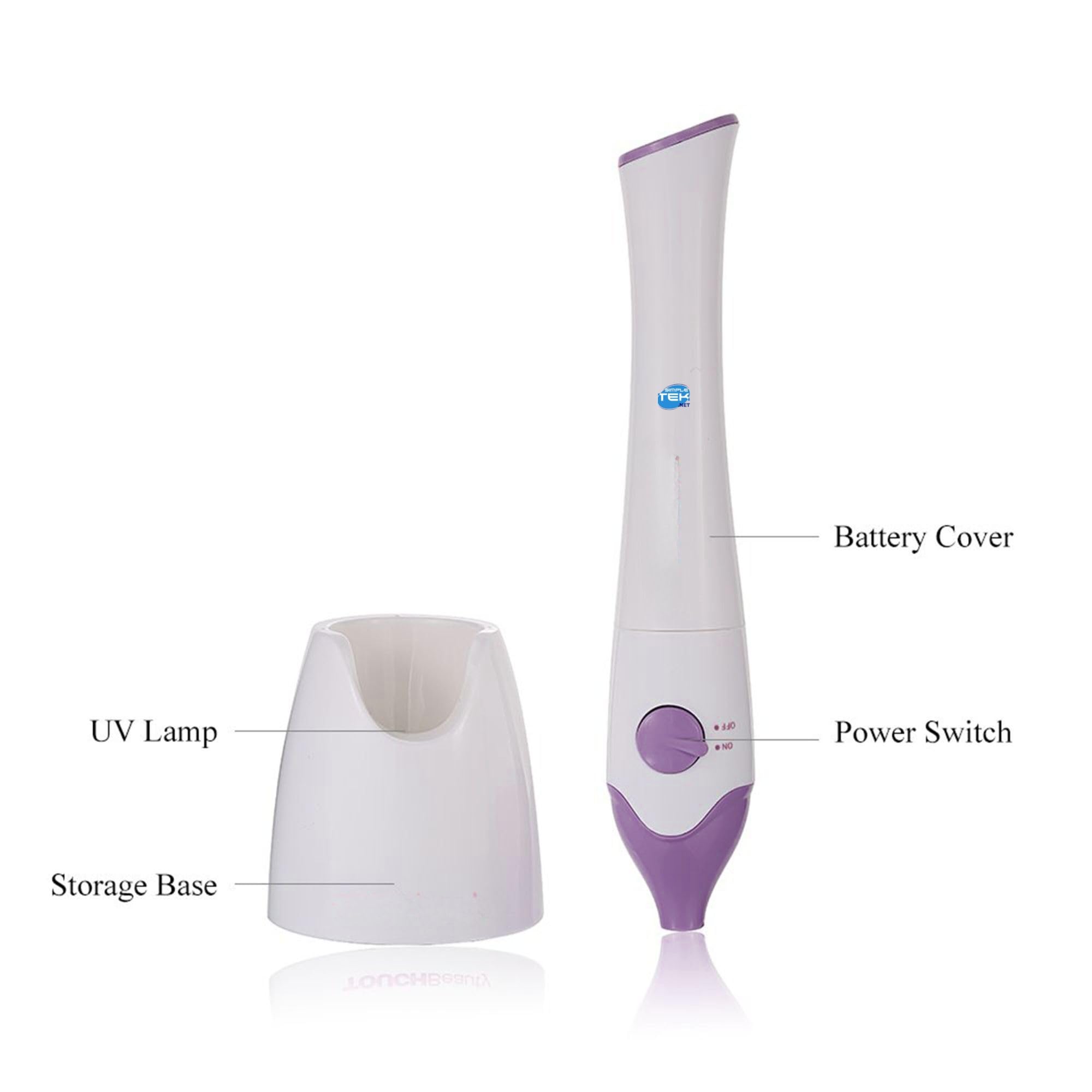 SIMPLETEK - Profesjonalny elektryczny frezarka do paznokci TB-1335 | zestaw do manicure z UV/LED | przenośny i bezprzewodowy, kolor biały i fioletowy