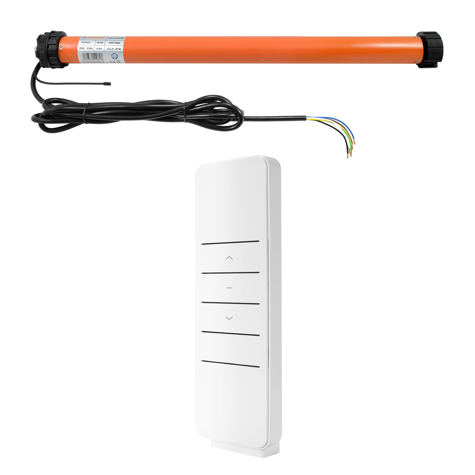 3T-MOTORS Funk-Markisenmotor 3T45-50RBX, für Gelenkmarkisen bis 8 m Ausladung, 100 kg Zugkraft, 50 Nm Drehmoment – inkl. Funk-Handsender, Adaptersatz 63 mm und Montagezubehör