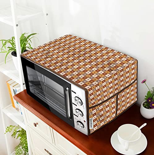 Image of Cotridge 3-Layered Microwave Oven Top Cover With 4 Utility Pockets Suitable for Upto 30 Liter (Color- Brown, Size-36x14 Inches Inches)