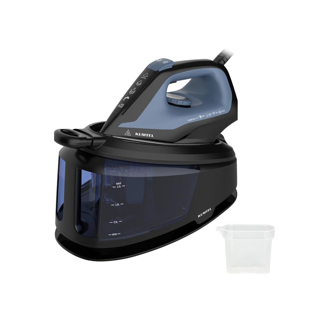 Mediawave Store - Ferro da Stiro a Vapore con Caldaia 2400W - Stira Verticale con Piastra in Ceramica e Serbatoio 1.5lt per Stiratura Professionale anche a Secco - Autopulente e Anticalcare