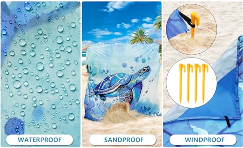 Image of WIWIGO Beach Blanket Mat Waterproof Sandproof for 2-8 Adults Quick Drying