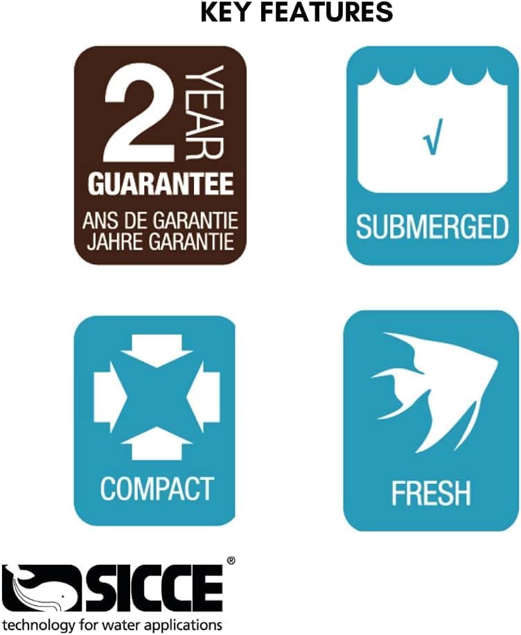 Miniatura 5 de SICCE MI MOUSE Bomba compacta para acuario, 82 GPH, para uso sumergido en agua dulce y salada