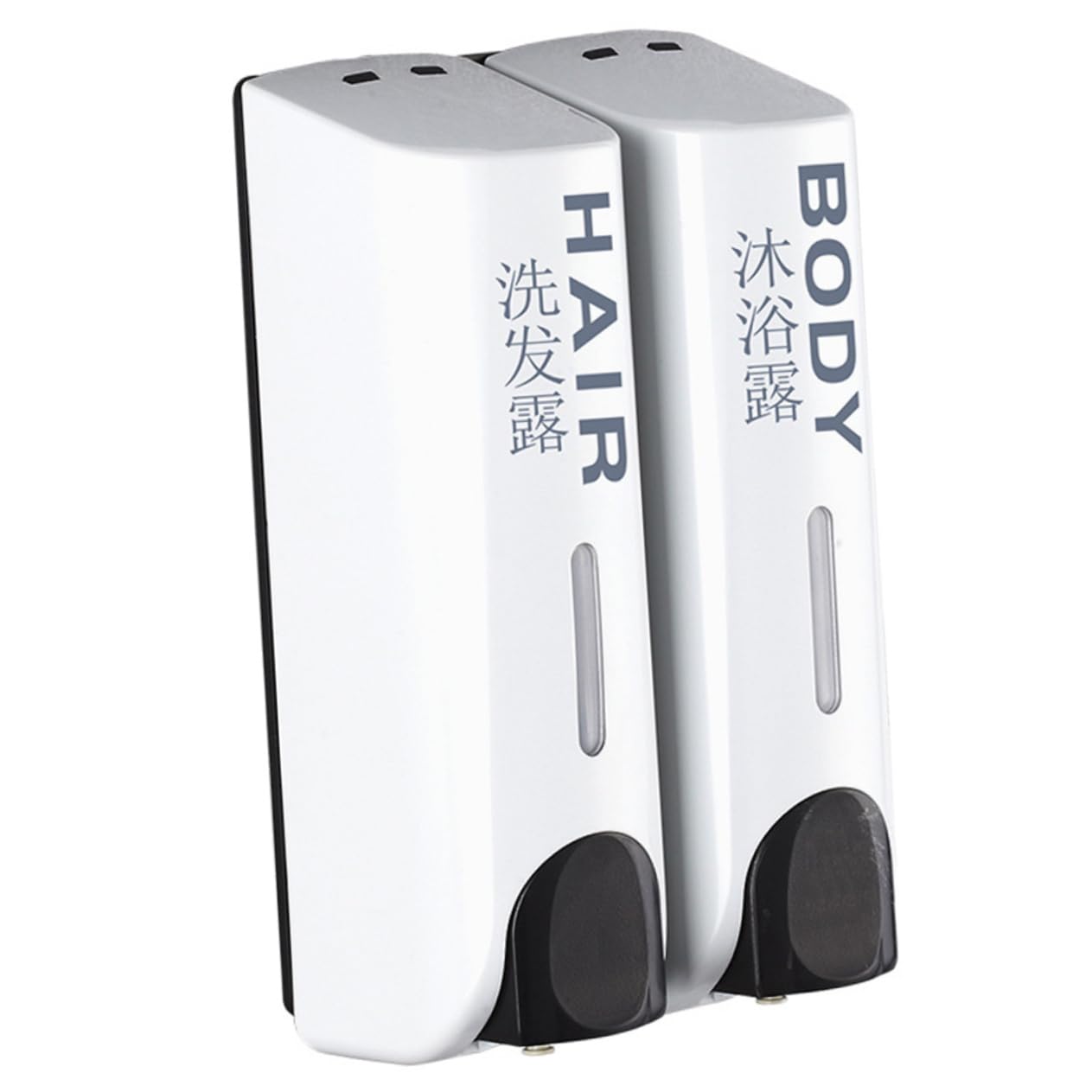 Dispensador De Jabón De Pared Sin Perforación Doble Cabezal, Plástico Blanco, Bomba Manual, para Baño y Cocina, Uso Doméstico y Hotel, Recargable y Práctico