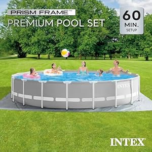 Intex 20ft x 52in outdoor prism frame above ground swimming pool set with cartridge filter pump 2 lounger float chairs and inflatable cooler with lid  urban country home decor