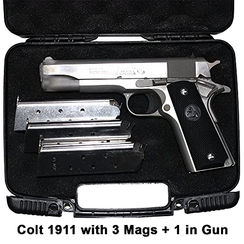 Single Pistol Case - Premium Hard Plastic Gun Cases - Fits Full Size Handgun - Great For Transport In Car - Fits Most Glock, Smith And Wesson (S&W), Ruger, Colt, Beretta (Case With Cable Lock) #TOP7