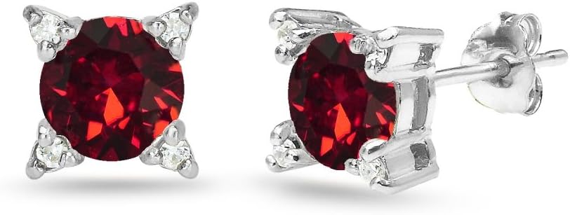 Sterling Silver Studded Solitaire Stud Earrings Made with European Crystals