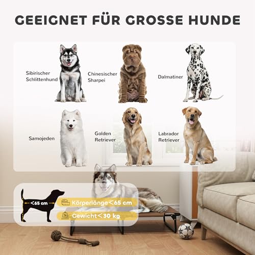 PawHut Hundeliege Outdoor, Erhöhtes Hundebett für große Hunde, klappbar Haustierliege mit Mesh Stahlrahmen Füßen, Haustierbett für Draußen Camping, 107x61x20 cm, Kaffee