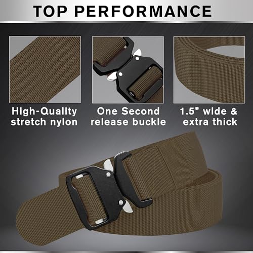 TECEUM Belt – Brown B7 M – Heavy-Duty, Work, Hiking, Rigger, EDC Men’s Belts – Quick-Release – Nylon Web2