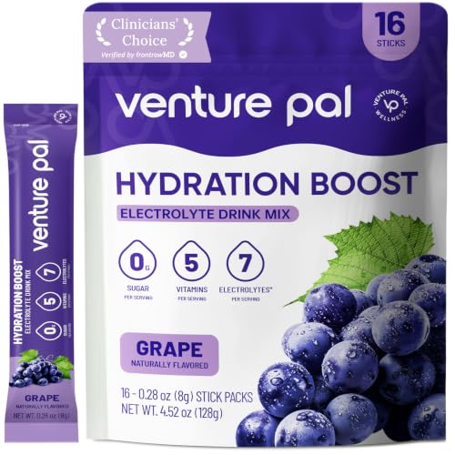 Image of Venture Pal Sugar Free Electrolyte Packet, Liquid Daily IV Hydration Powder | 5 Vitamins & 7 Electrolytes, Instantly Hydration Packets for Sports & Party Recovery, Vegan, Keto Friendly, 16 Sticks