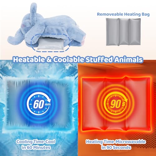 Image of Mewaii Weighted Stuffed Animals with Microwavable Heating Pad - 5 lbs Adjustable, Heatable & Coolable Elephant Plush for Realistic Hug, Removable Inner Pad, Perfect Plush Gift for Kids (23 Inch)