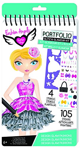 Fashion Angels - 11477 - Kit de Loisir Créatif - Mini Portfolio - Modèles à Dessiner - Theme Glamour
