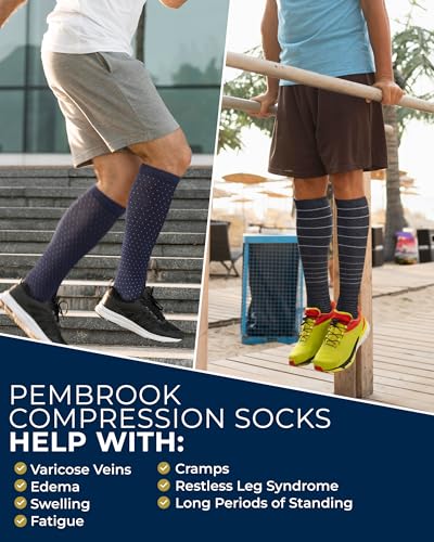 Image of Pembrook Cotton Light Compression Socks for Women & Men - 3 Pairs | 8-15 mmHg Comfort Compression Socks for Men & Women