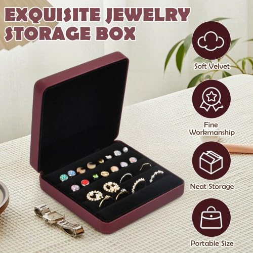 Small Jewelry Box For Women Girls, PU Leather Travel Jewelry Organizer Case, Portable Jewellery Storage Holder Display For Ring Earrings Necklace Bracelet Bangle Watch Men Kids Gift, Pink - View #9