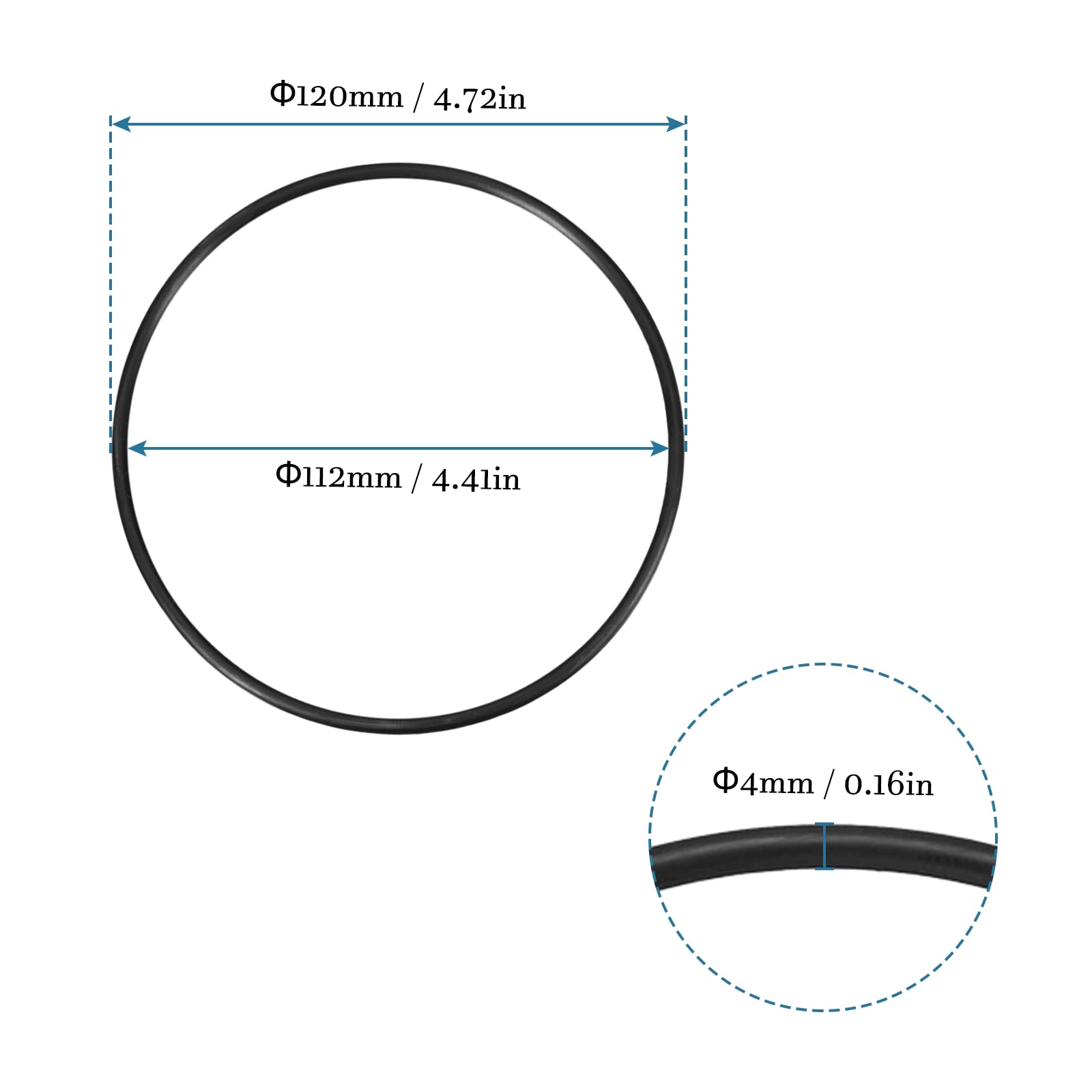 QUARKZMAN 120mm x 112mm x 4mm Nitrilo Goma Juntas Tóricas x 5uds Redondo Junta Arandela para Grifo Plomería Reparación Sellado Conexión [Negro]