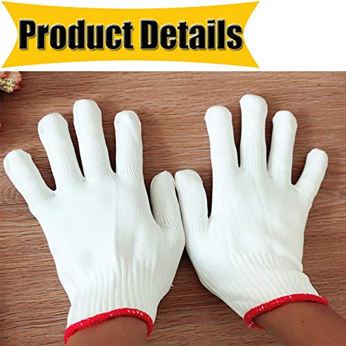 Hand Working Gloves Safety Grip Protection Work Gloves Men Women Bbq Thicker Industry Knitted Cut Repair Gloves Durable String Knit Light Weight For Work Safety Thick Cotton (6 Pairs) #TOP2