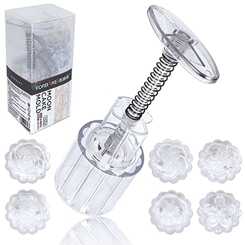 YWQQ Lot de 1 moules à gâteau de Lune avec 6 tampons,Réglable Cookie Timbres Lune Gâteau Moule,Presse à Biscuit en Forme de Fleur,Outils de décoration pour pâtisserie,Biscuits,Desserts Cover