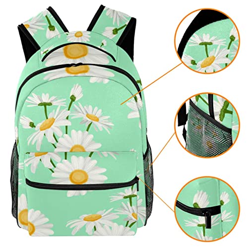 Mochila para portátil cómoda y ligera con diseño de margaritas negras 3