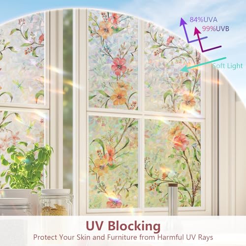 Vinilo decorativo para ventana efecto vitral 17.5x78.7 in miniatura 2