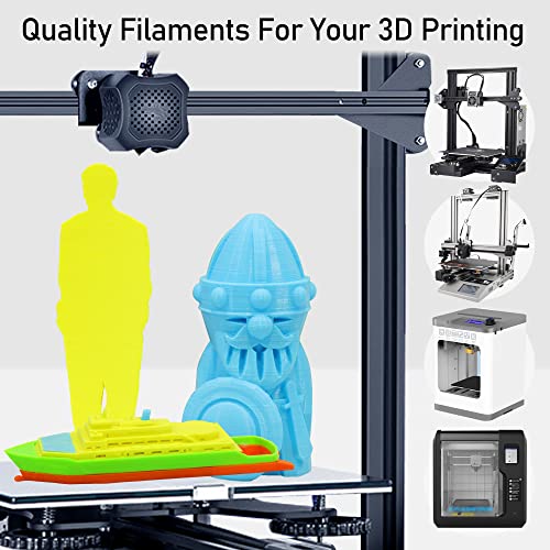 Image of 1.75mm 3D PLA Filament 4 in 1 Bundle: Yellow, Orange, Lime Green, Sky Blue, 4 Bright Colors Packed, Each Spool 250g, 4 Spools Packed, Total 1Kg 3D Printing Material by MIKA3D