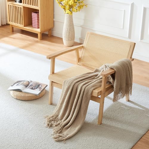 Image of Panana Rattan Accent Chair Mid-Century Modern Chair Lounge Chair with Solid Wood Frame (Armchair Natural)