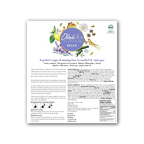 Olinda Relax Tea Gift Boxes, 270 Tea Bags, Turmeric Cardamom, Matcha Ginger, Moringa Aloe Vera Rose, Jasmine, Throat Easy, Organic White Tea, Digestive Tea & After Dinner Teas - 6 Boxes #TOP1