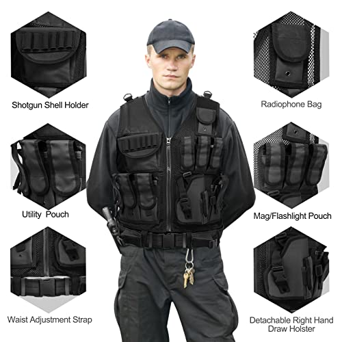 Lixada Tactical Vest Adjustable Molle Military Vest Airsoft Paintball Vest Breathable Combat Training Vest Assault Swat Vest For Outdoor Hunting Fishing Cs Game Adults Men #TOP1