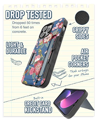 Image of Smartish iPhone 14 Pro Max Wallet Case - Wallet Slayer Vol. 2 [Slim /Protective] Credit Card Holder w /Kickstand Drop Tested Hidden Card Slot Compatible w /Apple iPhone 14 Pro Max - Flirty Flowers