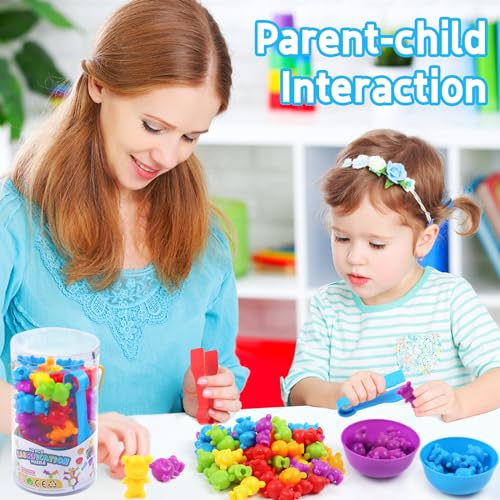 Image of UNIQUE KIDS Counting Matching Game with Sorting Cups, Color Classification and Sensory Training Educational Learning Toys Set Gift for Toddlers Preschool Ages 3 Years and up