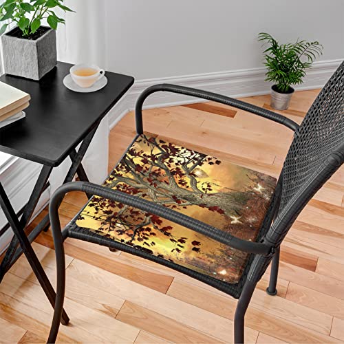 Chair Cushion Fantasy Tree Square Seat Cushion Soft Dining Chair Pads Pillow For Home Office Sofa Car 16" X 16"(Butterfly) #TOP1