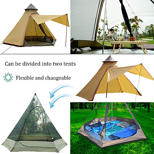 12'x10'x8'Dome Camping Tent 5-6 Person 4 Season Double Layers Waterproof Windproof Tents Family Outdoor Camping Tent(Yellow) - Thumbnail 7