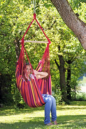 AMAZONAS Hängesessel wetterfest UV-beständig Relax Vulcano mit Querstab aus Holz 85 cm bis 120 kg buntgestreift - 4