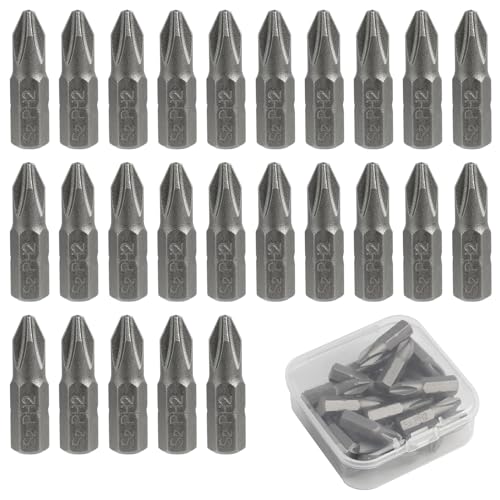Batheidon Juego de 25 Puntas PH2 de 25mm – Bits Magnéticos en Acero Cromo Vanadio, Mayor Durabilidad y Resistencia, Compatibles con Taladros y Destornilladores Eléctricos, para Montaje y Reparación