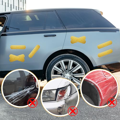 Image of Vinyl Car Stickers Gold Band Aid Car Decals Funny Car Vinyl Stickers Waterproof Auto Scratch Cover Sticker Cars Bandage Bumper Decals Band-Aid Car Decorations for Cars Dent Crack Damage