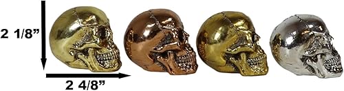 Miniatura 3 de Ebros Gift Pirate's Loot Island of Treasure - Juego de 4 mini figuritas de calaveras de latón y cobre en tono plateado metálico, cráneo, cráneo