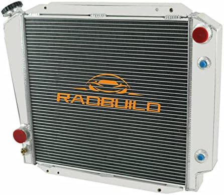 4 Row Aluminum Radiator Fit 1966-1977 Ford Bronco 2.8L 3.3L 4.7L 4.9L 5.0L L6 V8 Engine, 4 Row Radiator