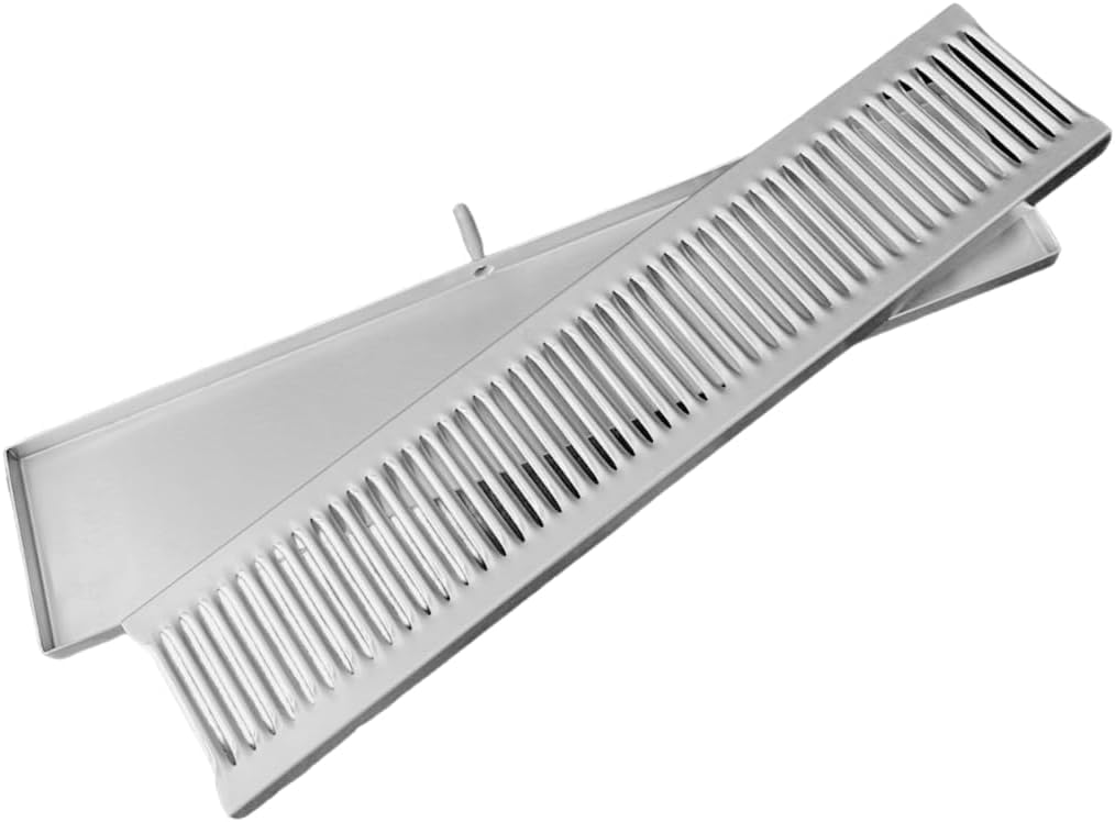 Rattleware Low-Profile Stainless Steel 24" Drip Tray - Perfect for Bars, Restaurants, Homebrew Enthusiasts - Easy to Clean, with Drain, Stainless