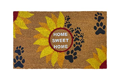 IlGruppone Zerbino Ingresso Casa in Fibra di Cocco con Base in PVC Antiscivolo Misura Rettangolare 75 x 45 Cm Realizzato A Mano Tappeto AsciugaPassi Idea Regalo - Sunflower