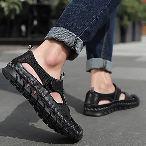 Men's Closed Toe Casual Sandals, Large Size Handmade Hiking Sandals, Real Leather Fashion Backpacking Beach Shoes4