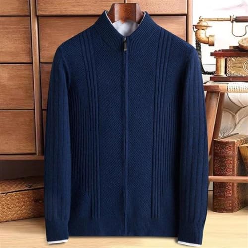 Men’S Stretchable Knitted Cardigan Turtleneck Half High-Collar Long Sleeve Full Zip Warm Sweater2