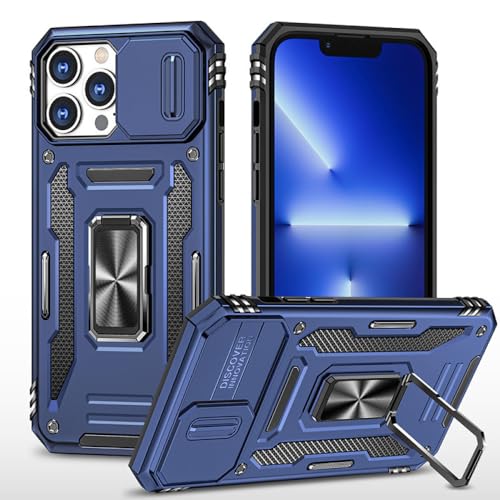 Coque iPhone 15 Pro Max ENILSA anneau support armure bleu marine antichoc