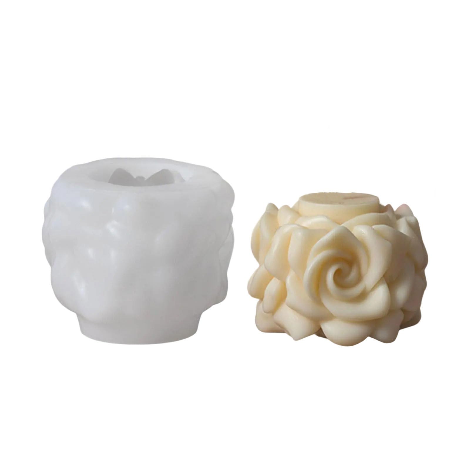 Tsophreniq 3D Floral Cylinder Silicone Molds for Epoxy Resin Soap Home Decoration Making Gypsum Silicone Molds Clay Flower Mold