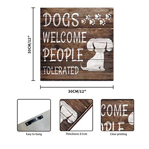 Panneau en bois Welcome People Tolerated idée cadeau originale - 3