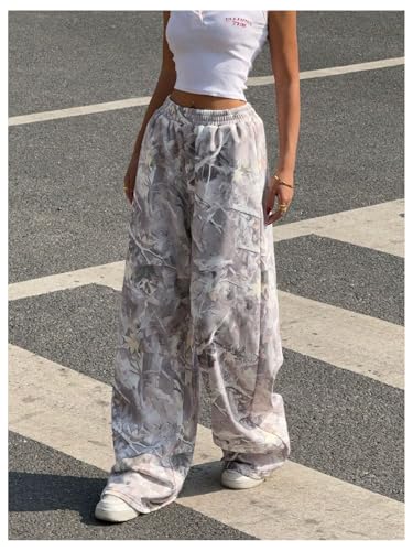 Women's Y2K Camo Maple Leaf Print Sweatpants Baggy Hip Pop Elastic Waist Long Pants Streetwear2